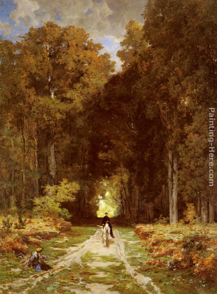 Equestrienne on a Woodland Lane painting - Jules Joseph Augustin Laurens Equestrienne on a Woodland Lane art painting